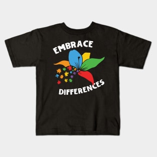 Embrace Differences Autism Awareness Kids T-Shirt